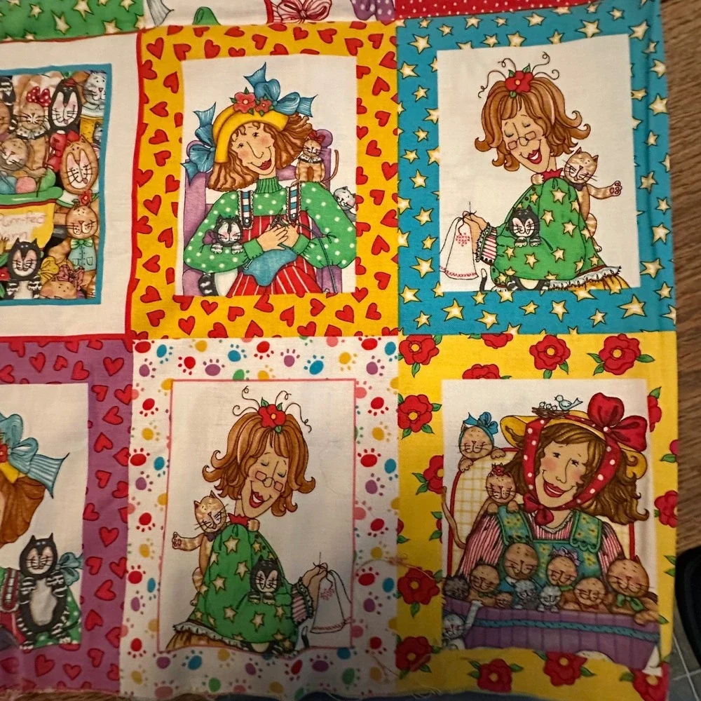 Elizabeth's Studio Cat Lady Alma Lynn Cotton Fabric Panel 23x44 Quilting Sewing - Picture 12 of 15